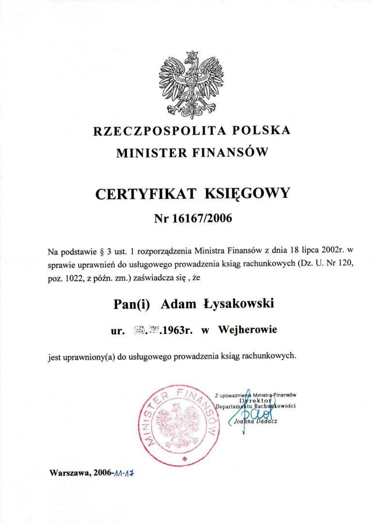 Certyfikat ksiegowy